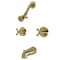 Kingston Brass KB247AX Two-Handle Tub and Shower Faucet, Brushed Brass KB247AX - alternate 1